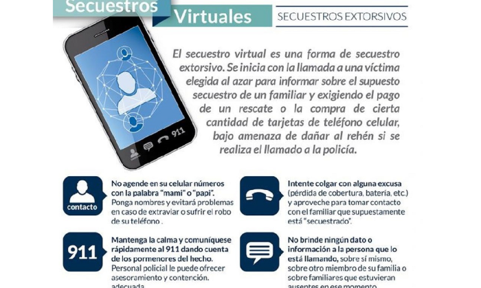 Recomendaciones para evitar secuestros virtuales